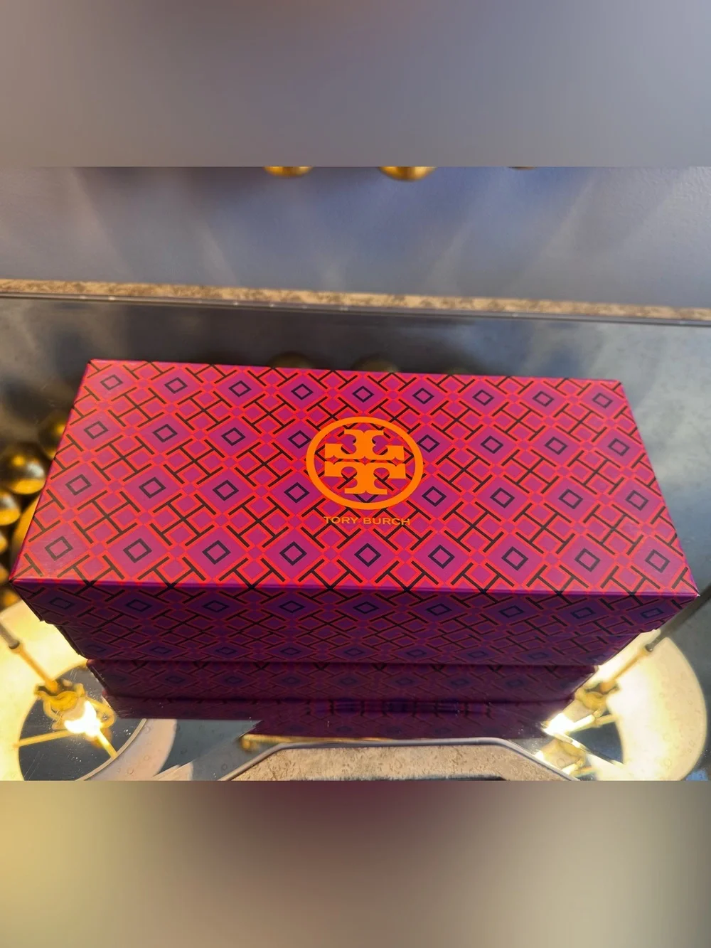 Tory Burch Tan and Black Woven Logo Ballet Flats - Size 9.5